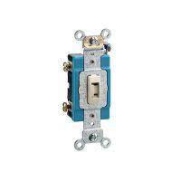  Toggle Locking Single-Pole AC Quiet Switch - Industrial Grade - 15A - 120/277V - Back & Side Wired -  Self Grounding - Ivory