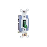  Toggle Switch - Industrial Grade - 15A - 120V - Back & Side Wired -  Self Grounding - Green