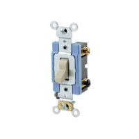  Toggle Switch - 3-Way AC Quiet Switch - Industrial Grade - 15A - 120/277V - Back & Side Wired - Self Grounding - Ivory
