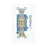  Toggle Switch - Locking 3-Way AC Quiet Switch - Industrial Grade - 15A - 120/277V - Back & Side Wired - Self Grounding - Ivory