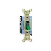  Toggle Switch - Req. Neutral 3-Way AC Quiet Switch - Industrial Grade - 15A - 120V - Back & Side Wired - Self Grounding - Green