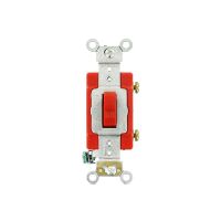 Toggle Switch - Toggle Single-Pole AC Quiet Switch - Industrial Grade - 20A - 120/277V - Back & Side Wired - Self Grounding - Red
