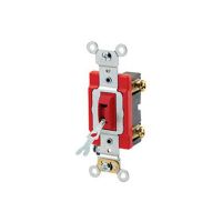 Toggle Switch - Toggle Locking Single-Pole AC Quiet Switch - Industrial Grade - 20A - 120/277V - Back & Side Wired - Self Grounding - Red