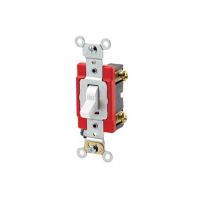 Toggle Switch - Toggle Single-Pole AC Quiet Switch - Industrial Grade - 20A - 120/277V - Back & Side Wired - Self Grounding - White