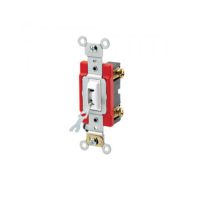 Toggle Switch - Toggle Locking Single-Pole AC Quiet Switch - Industrial Grade - 20A - 120/277V - Back & Side Wired - Self Grounding - White
