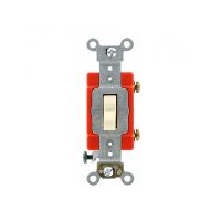 Toggle Switch - Single-Pole AC Quiet Switch - Industrial Grade - 20A - 277V - Back & Side Wired - Self Grounding - Ivory