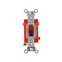 Toggle Switch - Single-Pole AC Quiet Switch - Industrial Grade - 20A - 277V - Back & Side Wired - Self Grounding - Red