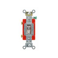 Toggle Switch - Single-Pole AC Quiet Switch - Industrial Grade - 20A - 277V - Back & Side Wired - Self Grounding - Clear