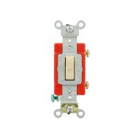 Toggle Switch - Single-Pole AC Quiet Switch - Industrial Grade - 20A - 120V - Back & Side Wired - Self Grounding - Ivory