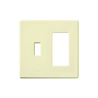 Fassada Wall Plate - 2-Gang - With One Traditional Opening - One Designer Opening - Almond
