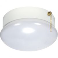 LED Utility Fixture - Pull Chain- White - 13.5W - 3000K Warm White- 7 inch - Dimmable - 120V AC