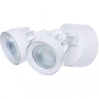 LED Security Light - Dual Head - w/Motiion Sensor - 24W - 3000K Warm White - 120-277V AC -White Finshed 