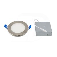 LED Slim Panel (Round) - 9W - 4 inch - 3000K Warm White - Dimmable - 120V AC - Brushed Nickel