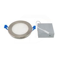LED Slim Panel (Round) - 12W - 6 inch - 3000K Warm White - Dimmable - 120V AC - Brushed Nickel