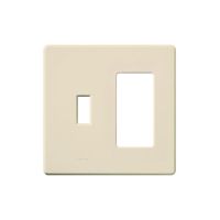 Fassada Wall Plate - 2-Gang - With One Traditional Opening - One Designer Opening - Light Almond