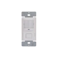 PIR Vacancy Sensor Switch - On/Off Push Button - 150 Degree - Incandescent and Fluorescent Control - In-Wall Mount - White