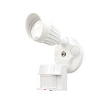 Sensor LED Security Light - Single Head - 10W - 3000K Warml White - 120-277V AC - White Finshed