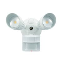 Sensor LED Security Light - Double Head - 20W - 3000K Warml White - 120-277V AC - White Finshed