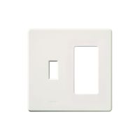 Fassada Wall Plate - 2-Gang - With One Traditional Opening - One Designer Opening - White