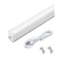 LED T5 Under-Cabinets Tubes - White Body - 5W - 1 FT - 3000K Warm White - Cable Connector & Clips Included