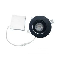 LED Gimbal Slim Round Panel - White - 10W - 4 inch - 3000K Warm White - 120V AC - Black Finish